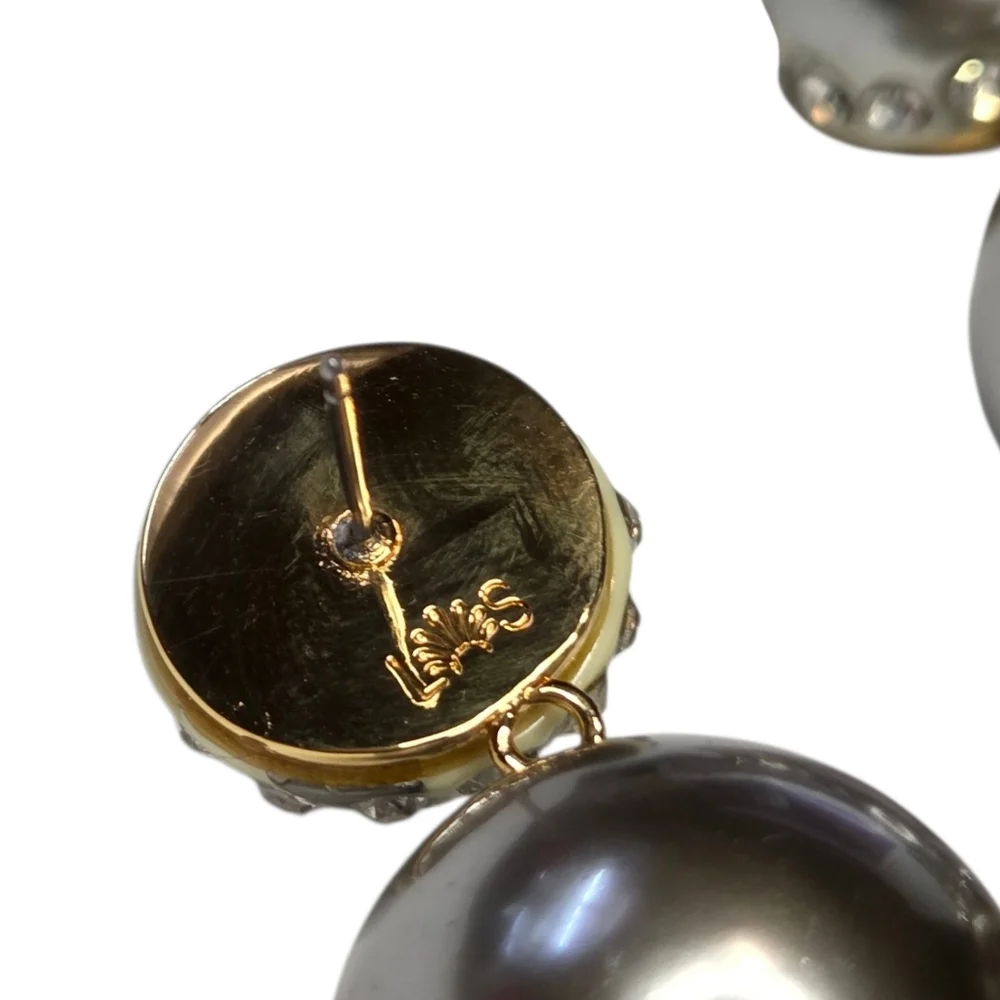 Lele Sadoughi Chunky Silver Ball Zircon Crystal Dangle Drop Earrings - Picture 5 of 6